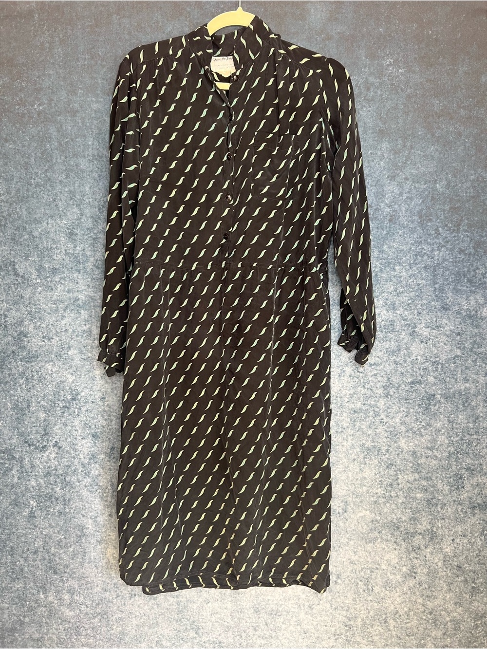 Vintage Diane von Furstenberg DVF Bird Print Silk Shirtdress